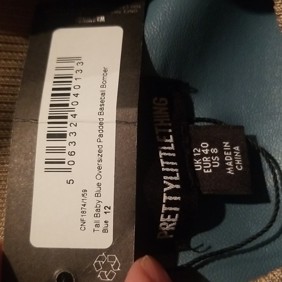 NWT Tall Baby Blue Oversized Padded Baseball Bomber Blue Size 8 USA - Picture 9 of 14